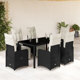 vidaXL 7-dijelni vrtni bistro set od poliratana s jastucima crni Cijene
