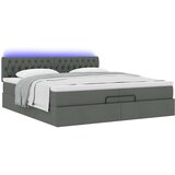 vidaXL Otomanski posteljni okvir z vzmetnicami siv 200x200 cm blago | Shoptok.si