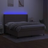  box spring s madracem LED smeđesivi 160x200 cm tkanina | shoptok.hr