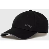 Boss Bombažna bejzbolska kapa GREEN črna barva