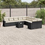  11-dijelni set vrtnih sofa od poliratana s jastucima crni | shoptok.hr