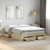 Maison Chic Posteljni okvir - Dvoposteljna postelja - Zakonska postelja s predali sonoma hrast 120x190cm inženirski les, (21694209) | Shoptok.si