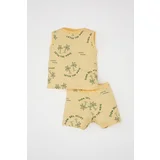 Defacto Baby Boy Palm Tree Patterned Sleeveless T-Shirt Shorts 2-Piece Set