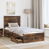  Krevetna konstrukcija s ladicama Dimljeni hrast 90 x 200 cm | shoptok.hr