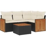  The Living Store Vrtna sedežna garnitura 5-delna z blazinami črn poli ratan - Vrtna Sedežna Garniture, (21450960) | Shoptok.si