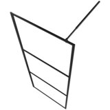 Pregrada za tu&amp;scaron; s policom crna 90x195 cm staklo ESG i aluminij Slike