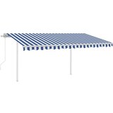  Automatska tenda na uvlačenje sa stupovima 4 5x3 m plavo-bijela | shoptok.hr