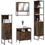  The Living Store Kopalniška garnitura 4-delna dimljeni hrast inženirski les - Komplet Kopalniškega Pohištva, (21442293) Cene