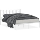 Maison Chic Kovinski Posteljni Okvir - Dvoposteljna postelja z vzglavjem bel 140x200 cm, (22080410) | Shoptok.si