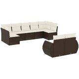  9-dijelni set vrtnih sofa s jastucima poliratan smeđi | shoptok.hr
