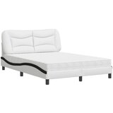 The Living Store Postelja z vzmetnico bela in črna 120x200 cm umetno usnje - Postelja, (21611021) | Shoptok.si