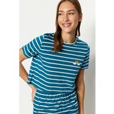 Trendyol Pajama Set - Navy blue - Striped Cene