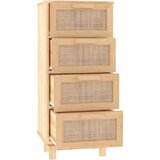  Komoda smeđa 40 x 30 x 90 cm masivna borovina i prirodni ratan | Eponuda.com