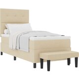  Box Spring Postelja z Vzmetnico in Klopjo Kremna 90x200 cm Tkanina, (22081013) | Shoptok.si