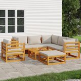 Maison Chic Seti vrtnega pohištva - Vrtna garnitura - Vrtni pohištvo set 8-delna svetlo sive blazine trden les, (21798979) | Shoptok.si