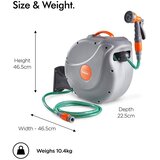 Vonhaus Zidni Držač za Crijevo 30m s Automatskim Namotavanjem i 8-funkcijskim Pištoljem za Prskanje | shoptok.hr