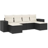 Maison Chic Seti vrtnega pohištva - Vrtna garnitura - Vrtni pohištvo set 6-delna z blazinami črna poli ratan, (21805999) | Shoptok.si