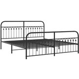  The Living Store Kovinski posteljni okvir z vzglavjem in vznožjem črn 183x203 cm - Posteljni Okvir, (21529823) | Shoptok.si