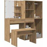  Toaletni stolić s LED-om Artisan hrastovinom izrađenim drvom Smeđa | shoptok.hr