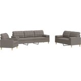  3-dijelni set sofa s ukrasnim jastucima smeđesivi od tkanine | shoptok.hr