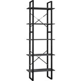 Furnova 5-nadstropna knjižna omara siva 60x30x175 cm borovina, (21950977) | Shoptok.si