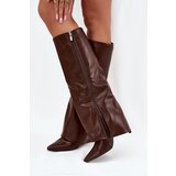 Boto Insulated Stiletto Boots With Folded Shaft Chocolate Tamonia | ePonuda.com