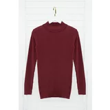 Trendyol Claret Red Men&#39;s Fitted Slim Fit Half Turtleneck Corduroy Knitwear Sweater