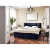 MID.YOU POSTELJA Z VZMETNICO 160 cm x 200 cm , les, tekstil, leseni material temno modra | Shoptok.si