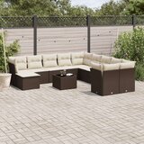 vidaXL 12-dijelni set vrtnih sofa od poliratana s jastucima smeđi | shoptok.hr