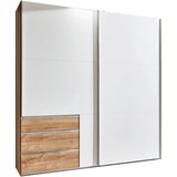 MID.YOU omara z drsnimi vrati, bela, barve hrasta | Shoptok.si