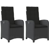 vidaXL Vrtni naslanjač 2 kosa z blazinami črn poli ratan, (21023837) | Shoptok.si