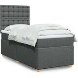 vidaXL Box spring postelja z vzmetnico temno siva 100x200 cm blago | Shoptok.si