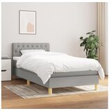  Box spring postelja z vzmetnico svetlo siva 80x200 cm blago | Shoptok.si