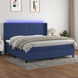  Krevet box spring s madracem LED plavi 200x200 cm od tkanine | shoptok.hr