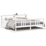 Maison Chic Posteljni okvir - Dvoposteljna postelja - Zakonska postelja z vzglavjem brez vzmetnice bel 200x200 cm, (21694516) | Shoptok.si