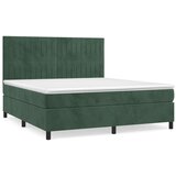 vidaXL Box spring postelja z vzmetnico temno zelena 180x200 cm žamet, (20900255) Cene