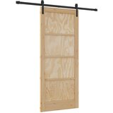  Klizna vrata Prirodna i crna 86 x 198,5 cm Masivna borovina | shoptok.hr
