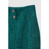 Marisse Emerald Tweed Skirt With Decorative Buttons | shoptok.hr