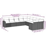  10-dijelni set vrtnih sofa od poliratana s jastucima sivi | shoptok.hr