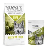 Wolf of Wilderness 12 kg suha hrana + poslastice gratis! - “Green Fields” Soft - janjetina + Green Fields - janjetina