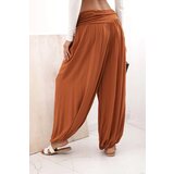 Kesi Włoski Women's viscose trousers with wide leg and ruffles ginger | Shoptok.si