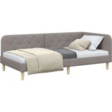 vidaXL Kotna postelja z vzglavjem Taupe 90 x 200 cm blago | Shoptok.si