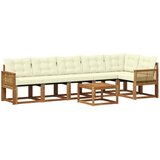 vidaXL Zunanja garnitura za sedenje z blazino 7 pcs Naravna in smetana, (5000273060) | Shoptok.si
