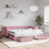  Dnevni krevet na razvlačenje ružičasti 90 x 200 cm baršunasti | shoptok.hr