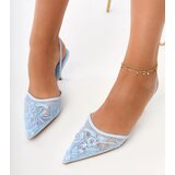 Gemre Terikol blue mesh pumps with beads | Shoptok.si