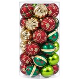  Set božićnih kuglica 30 kom. Crvena, zelena i zlatna &amp;Oslash; 6 cm Slike