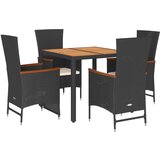 vidaXL 5-dijelni vrtni blagovaonski set s jastucima od poliratana crni | shoptok.hr