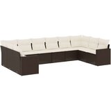  10-dijelni set vrtnih sofa od poliratana s jastucima smeđi | shoptok.hr