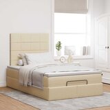  Otomanski okvir kreveta s madraca krem 120x190 cm od tkanine | shoptok.hr