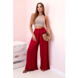 Kesi Włoski Women's wide trousers with elastic waistband burgundy | Shoptok.si